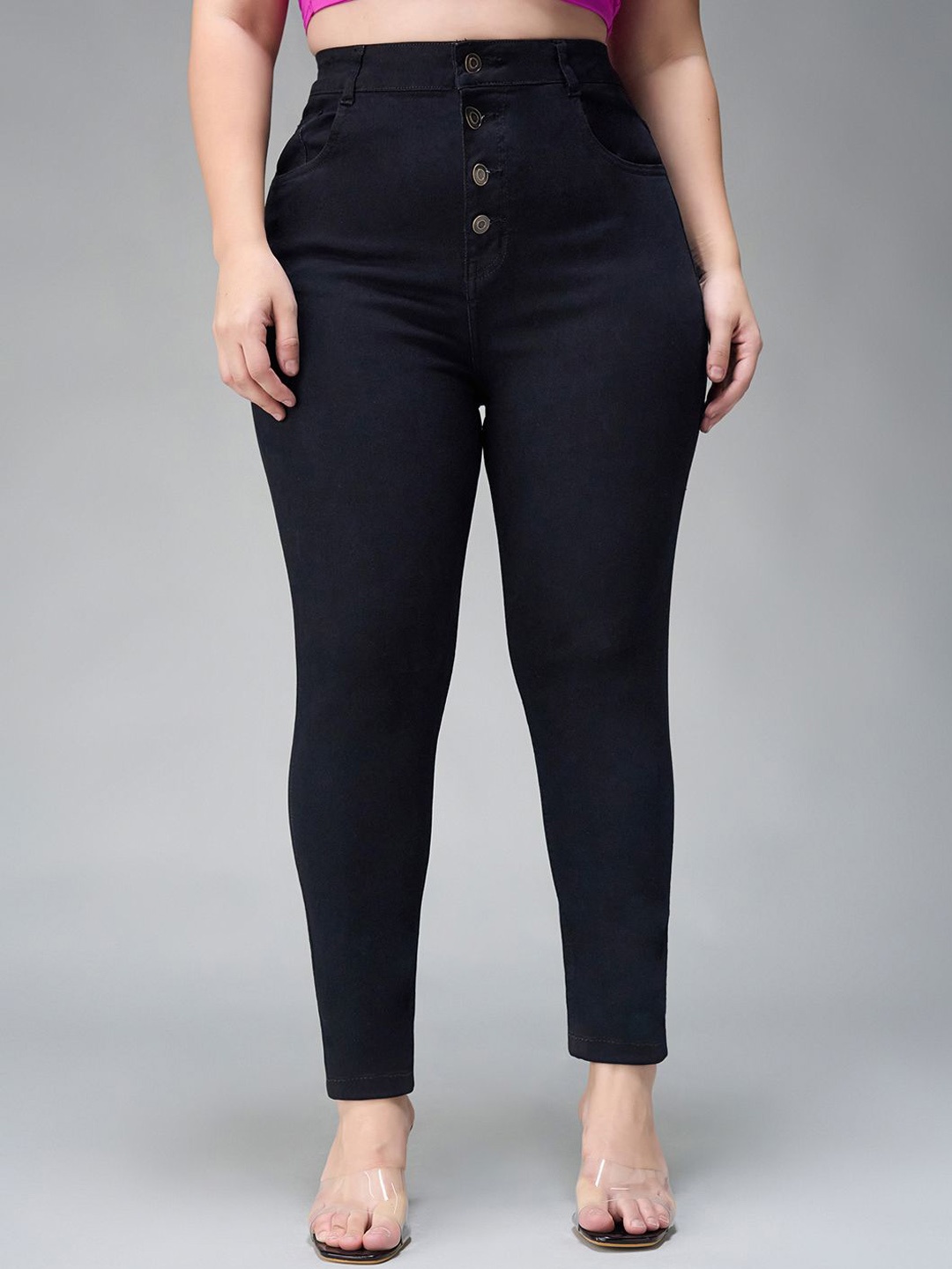 

Miss Chase A+ Women Skinny Fit High-Rise Heavy Fade Stretchable Jeans, Black