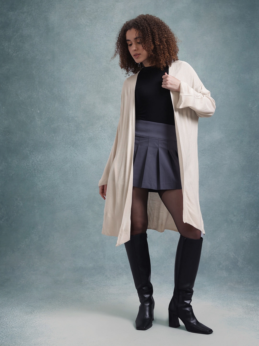 

The Roadster Lifestyle Co. Women Longline Shrug, Beige