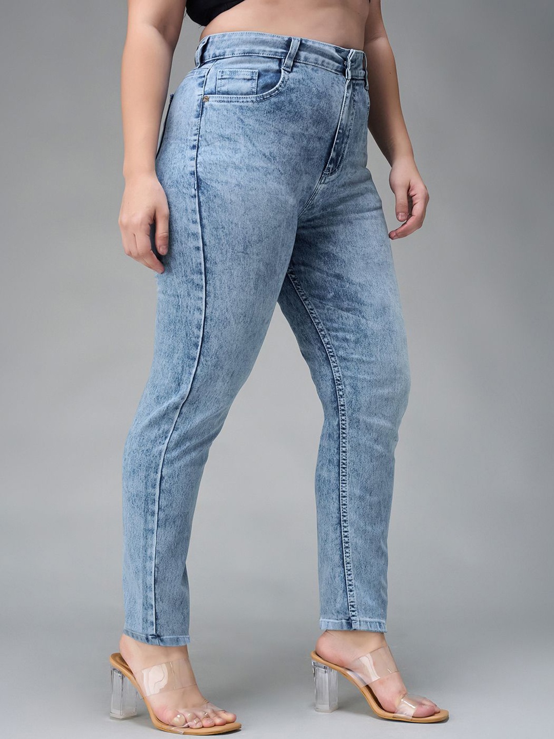 

Miss Chase A+ Women Slim Fit High-Rise Light Fade Stretchable Jeans, Blue