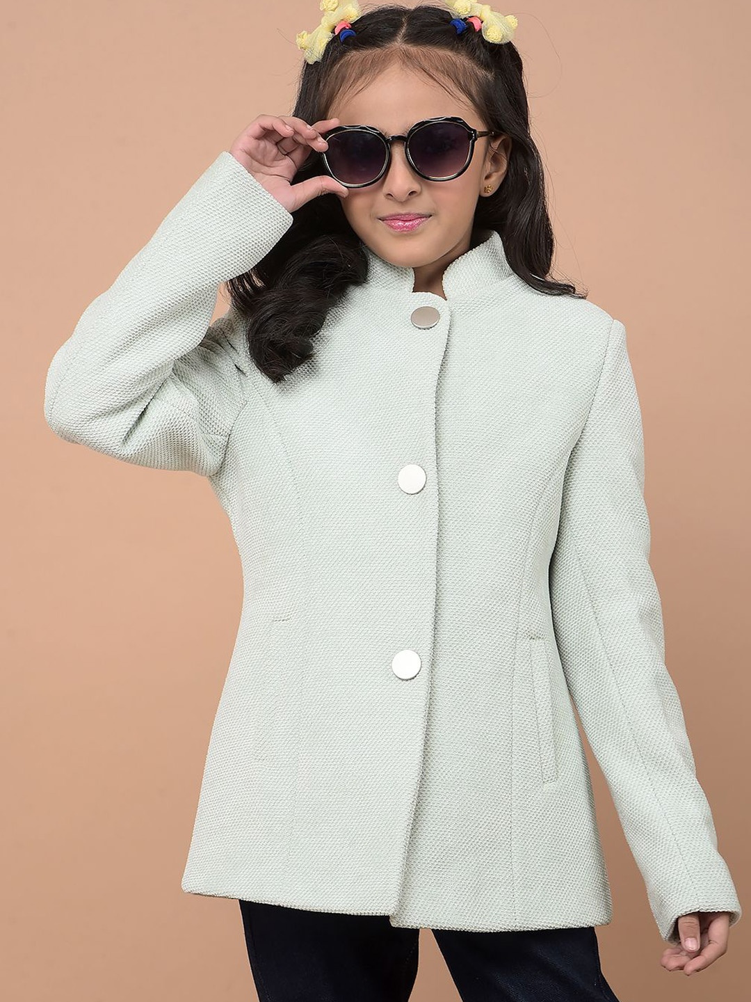 

Crimsoune Club Girl's Single-Breasted Over Coat, Green