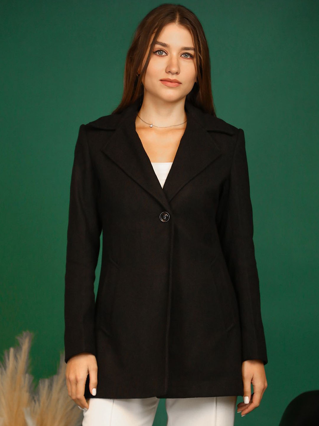 

The Roadster Lifestyle Co Long Sleeve Single Breasted Overcoat, Black