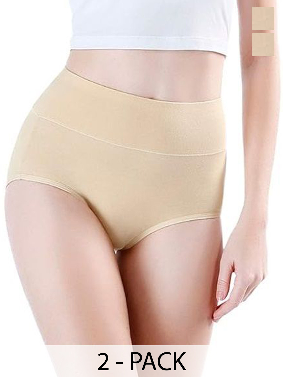 

Diving Deep Pack Of 2 High-Rise Hipster Briefs Skin&Skin HR_4XL, Beige