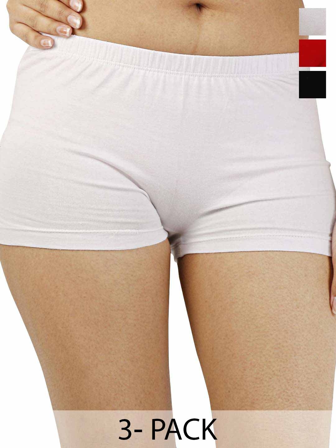 

Diving Deep Pack Of 3 Mid-Rise Boy Shorts Briefs Full Panty_103_L, Black