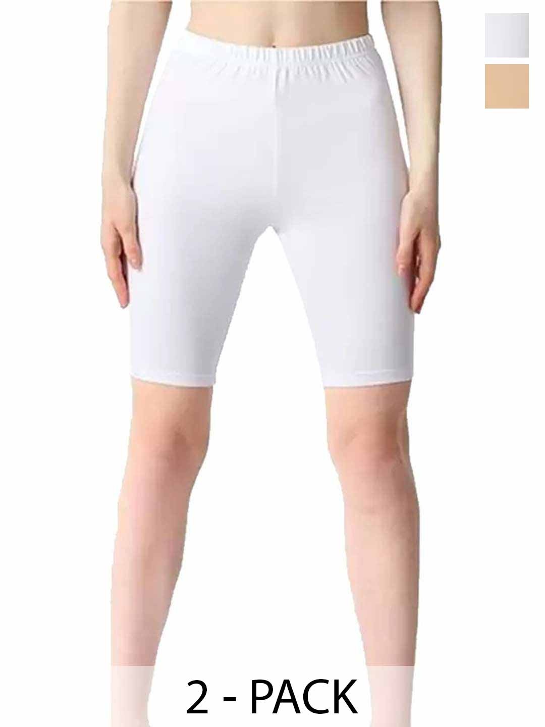 

Diving Deep Pack Of 2 Boy Shorts Briefs 35_8White SkinShorts 2 PC__XS, Beige