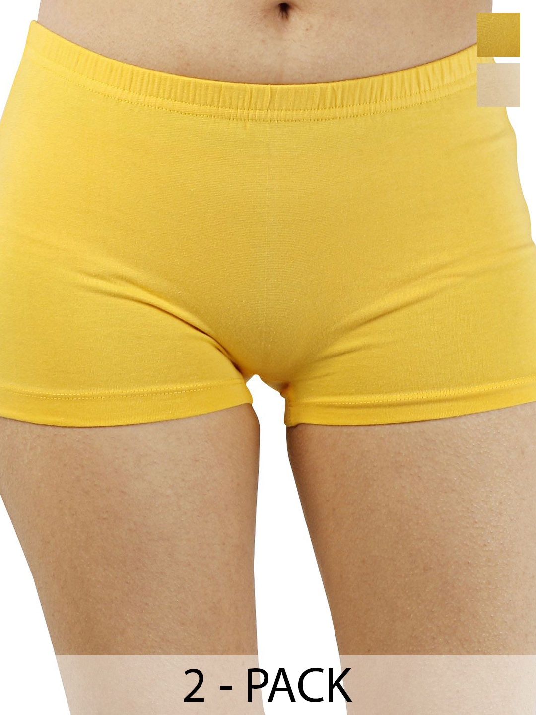 

Diving Deep Pack Of 2 Mid-Rise Boy Shorts Briefs FULL PANTY_Y S _LARGE, Yellow
