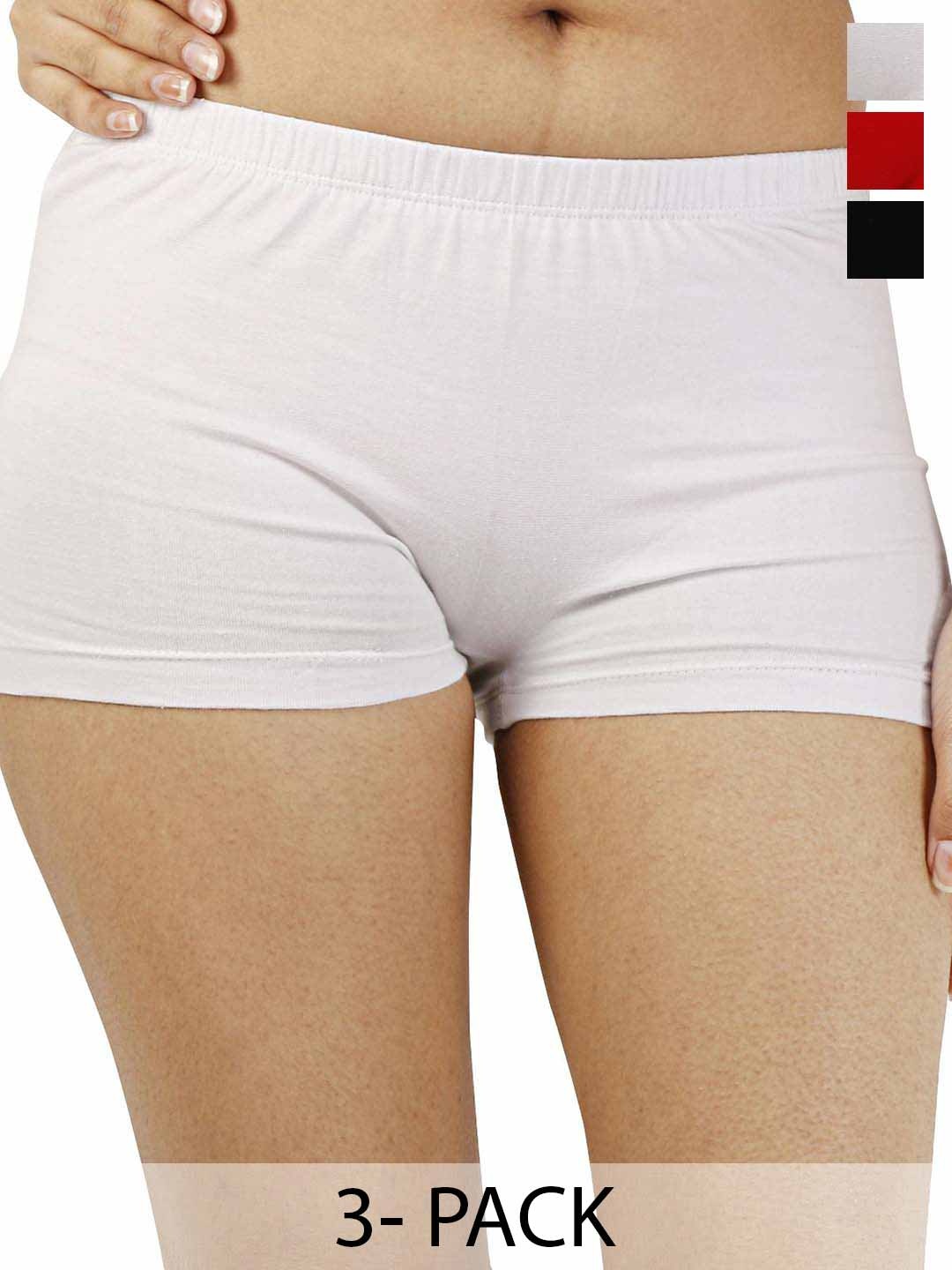 

Diving Deep Pack Of 3 Cotton Boy Shorts Briefs Full Panty_103_XL, Black