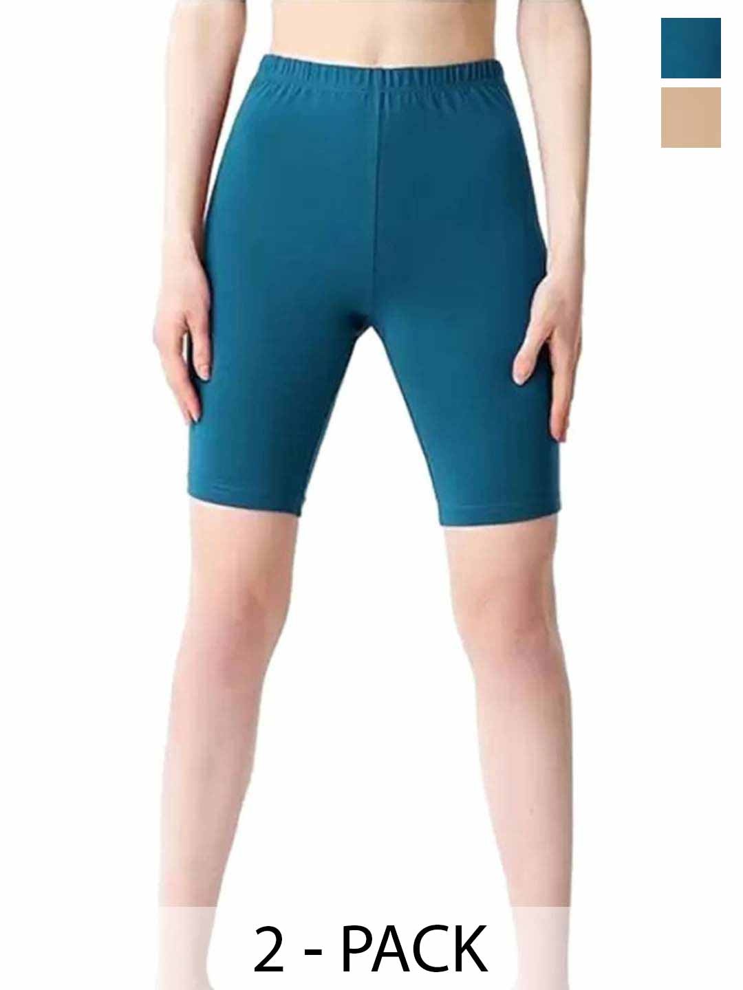 Diving Deep Pack Of 2 Cotton Boy Shorts Briefs 34_3Royal Blue SkinShorts 2 PC__XXL, Beige