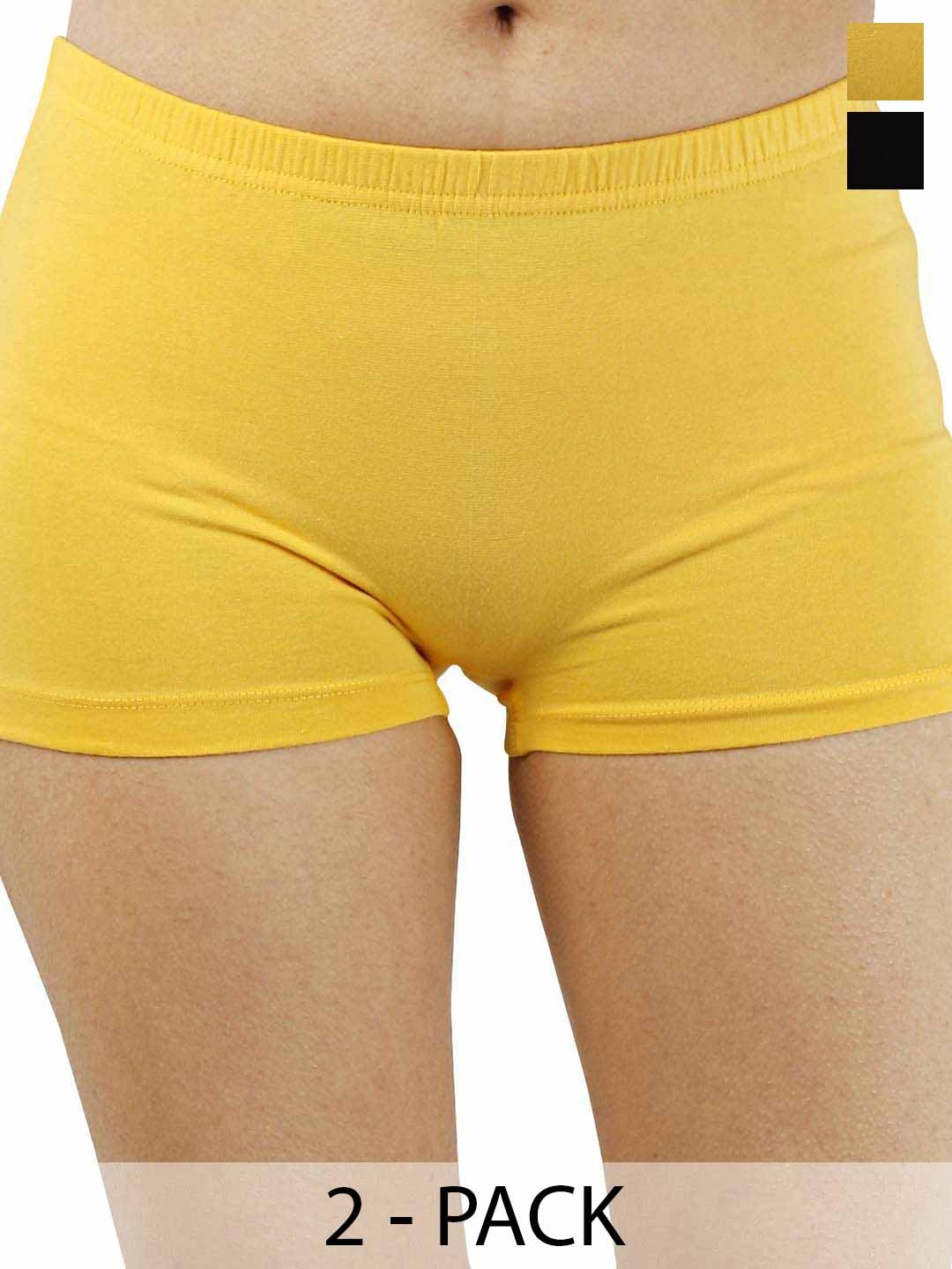 

Diving Deep Pack Of 2 High-Rise Boy Shorts Briefs FULL PANTY_Y B _XXL, Yellow