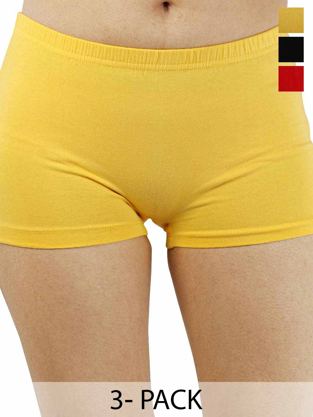 

Diving Deep Pack Of 3 Mid-Rise Boy Shorts Briefs Full Panty_101_XL, Black