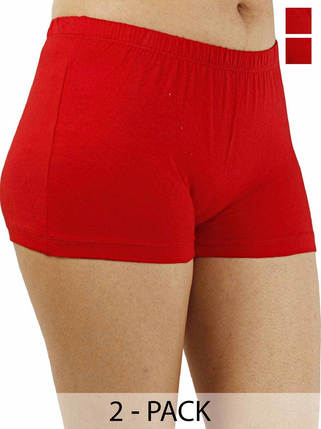 

Diving Deep Pack Of 2 Cotton Boy Shorts Briefs 12_4Full Pantties Pack of 2_XL, Red