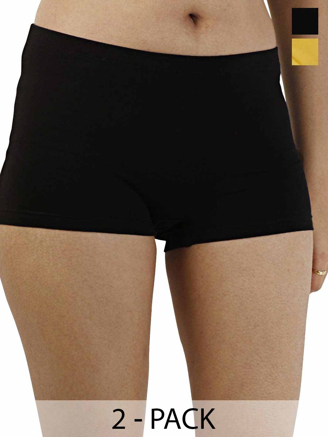 

Diving Deep Pack Of 2 Cotton High-Rise Boy Shorts Briefs 3_5Full Pantties Pack of 2_L, Yellow