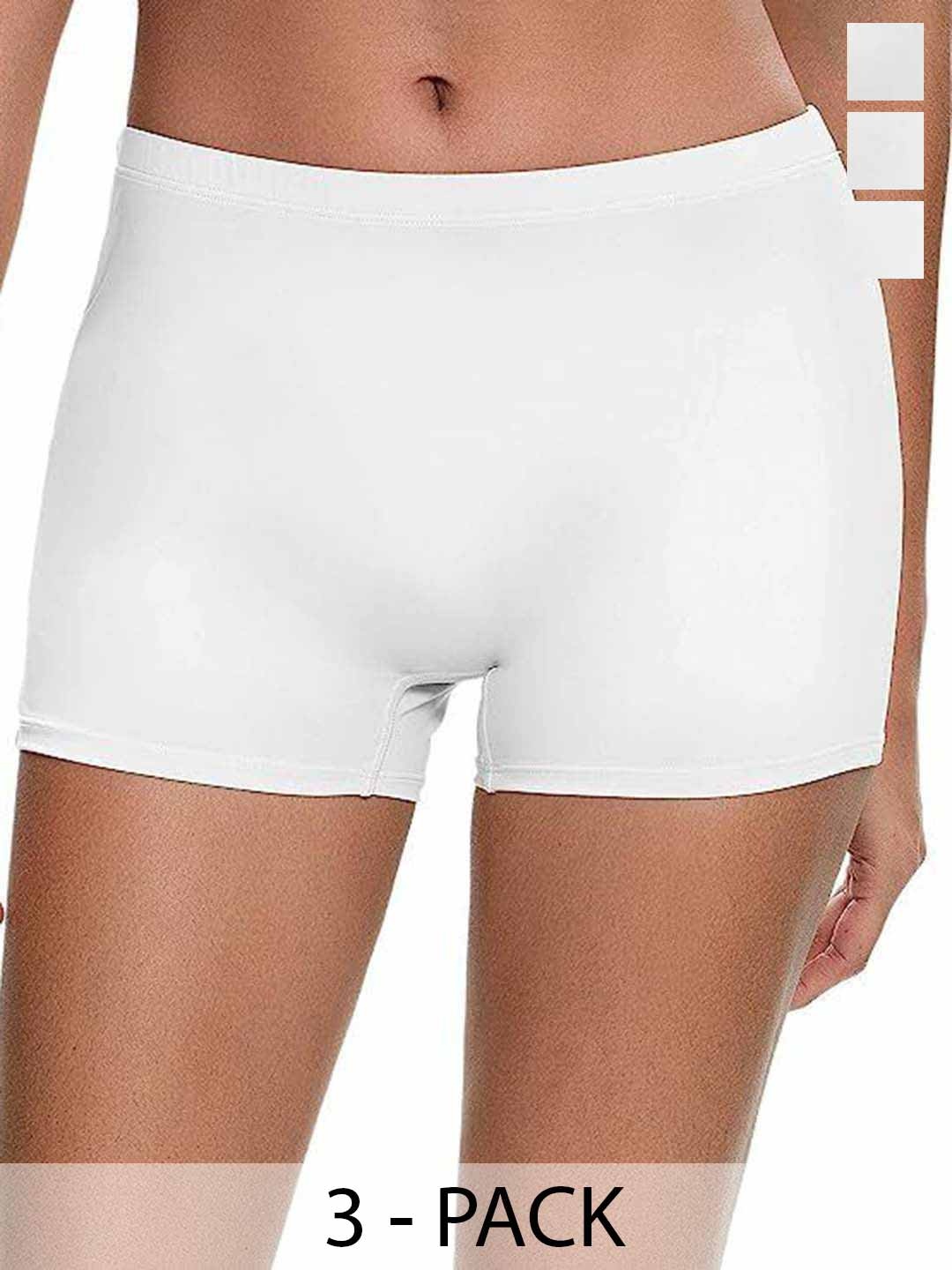 

Diving Deep Pack Of 3 Cotton Boy Shorts Briefs J_4Full Panty_Three Pack_XL, White
