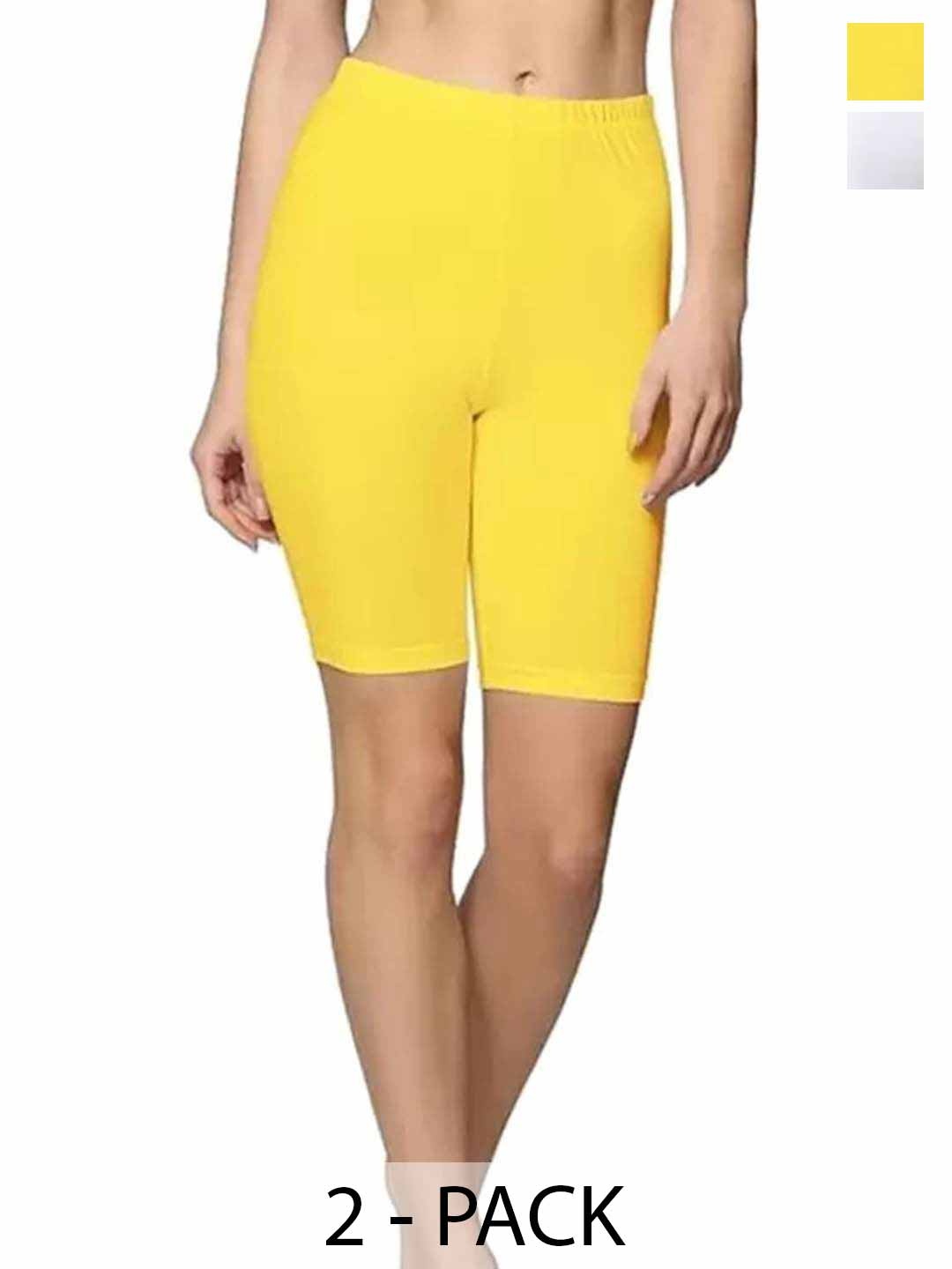 

Diving Deep Pack Of 2 Cotton Mid-Rise Above Knee-Length Tights, Yellow