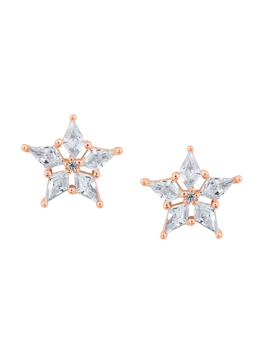 

GLYTERS Rose Gold-Plated Silver Artificial Stones Studded Star Shaped Studs