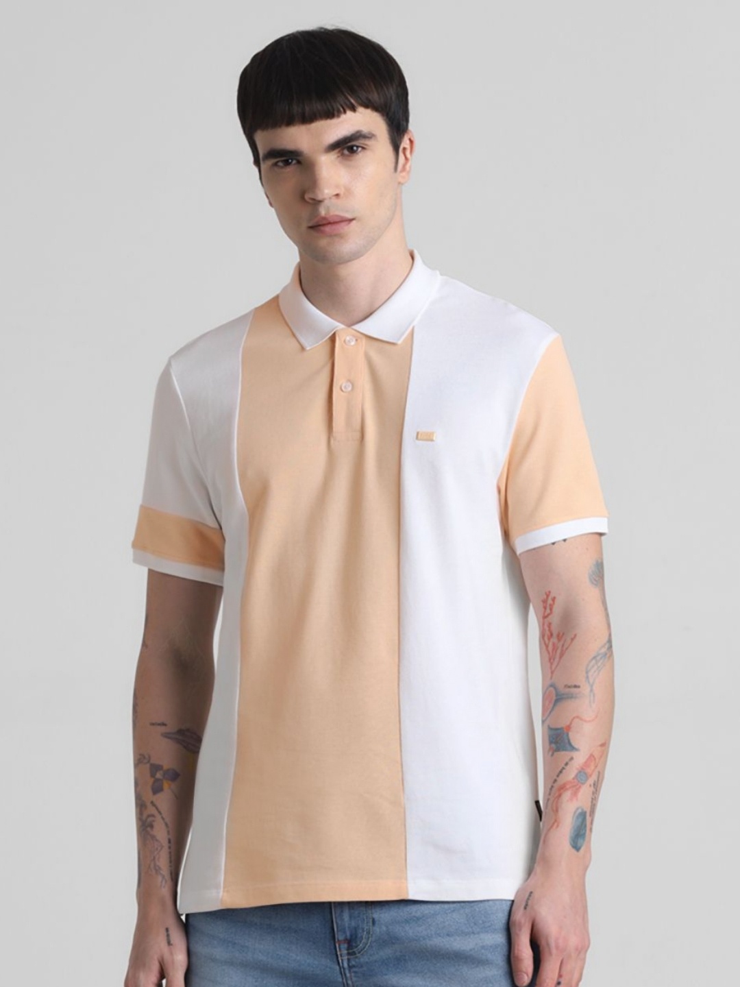 

Jack & Jones Men Colourblocked Polo Collar Cotton T-shirt, White