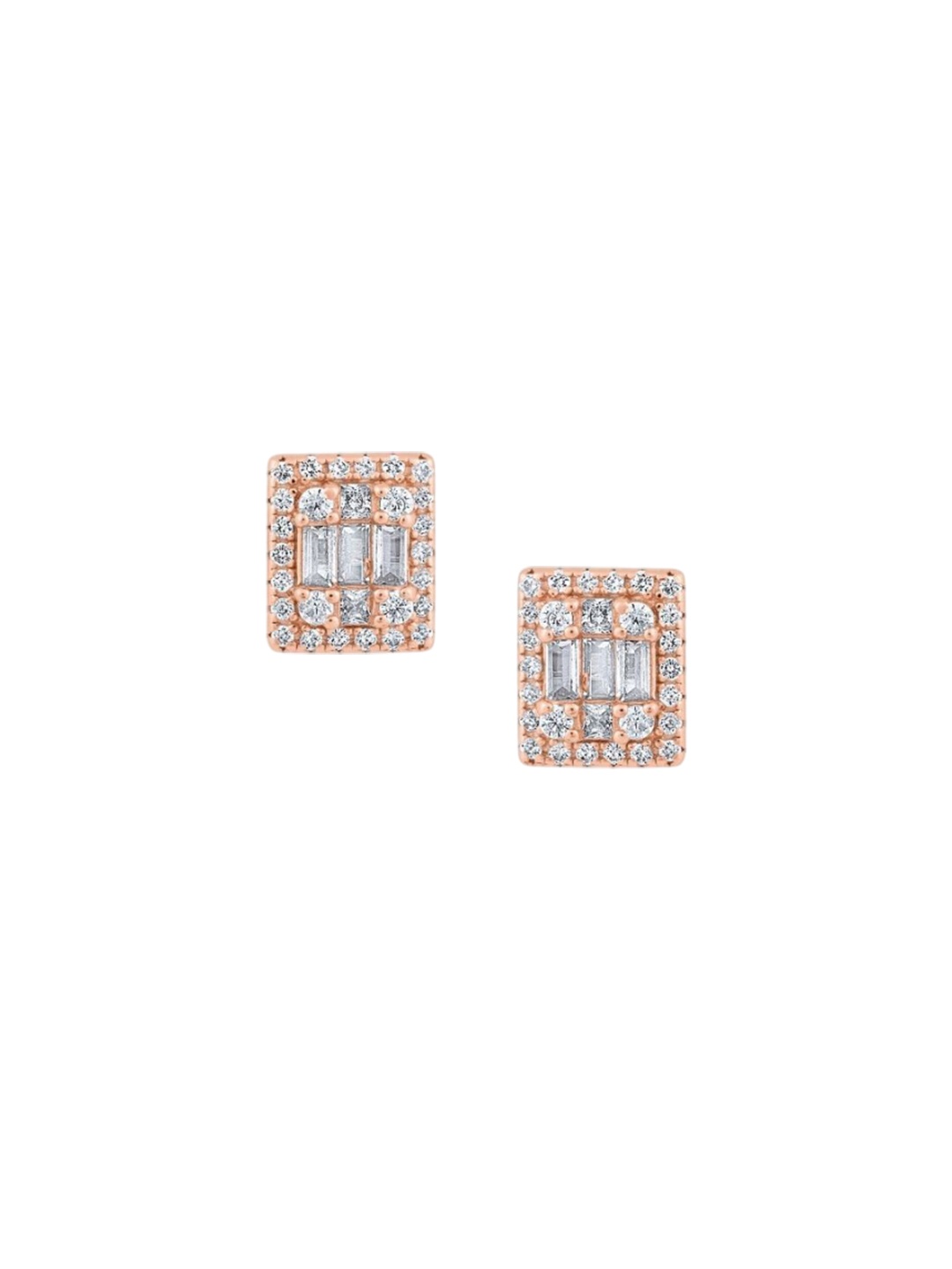 

GLYTERS Plaza Glitz Rose Gold-Plated Silver Zircon Studded Classic Studs