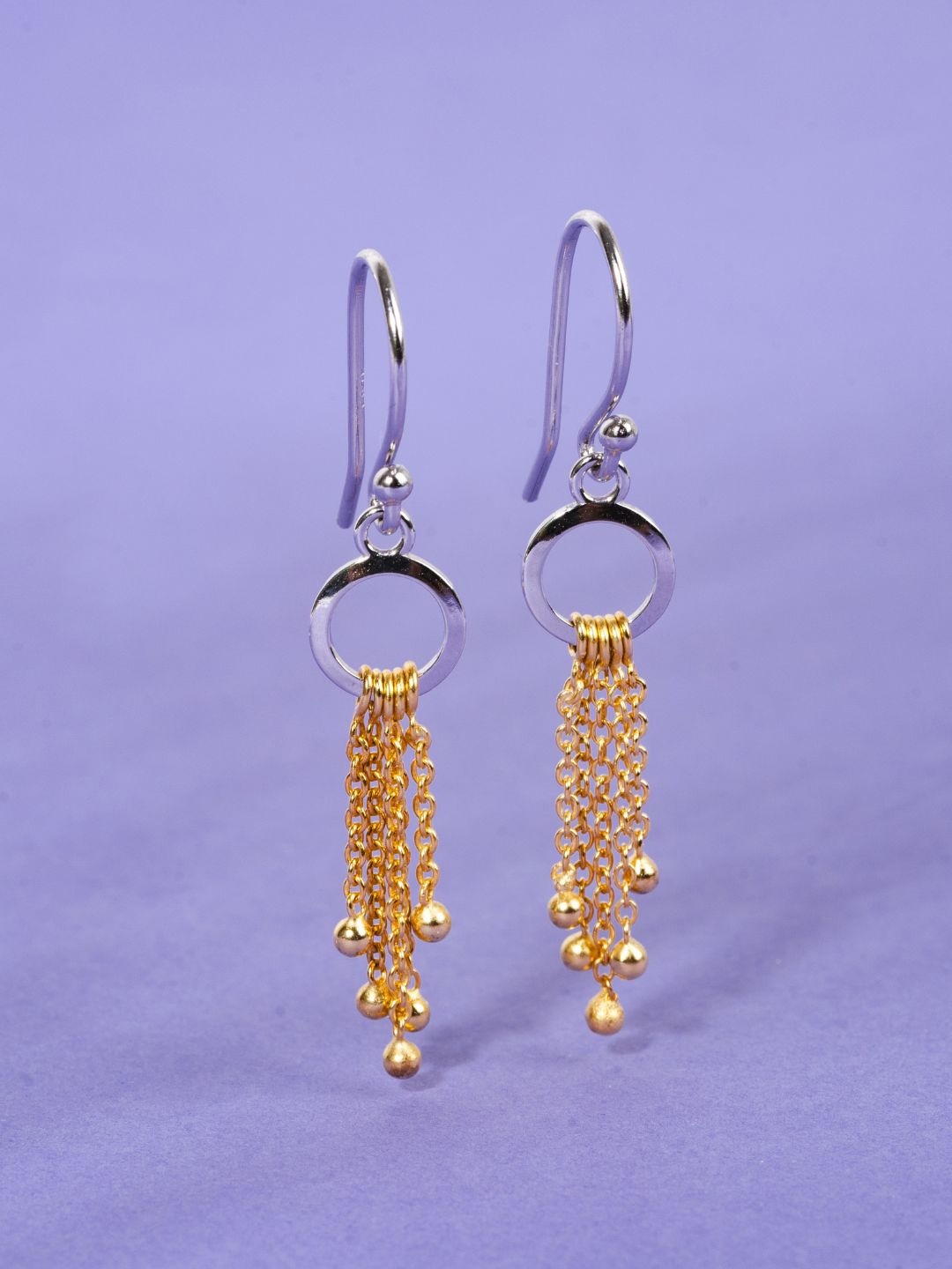 

GLYTERS Gold Plated Sterling Silver Contemporary Drop Earrings