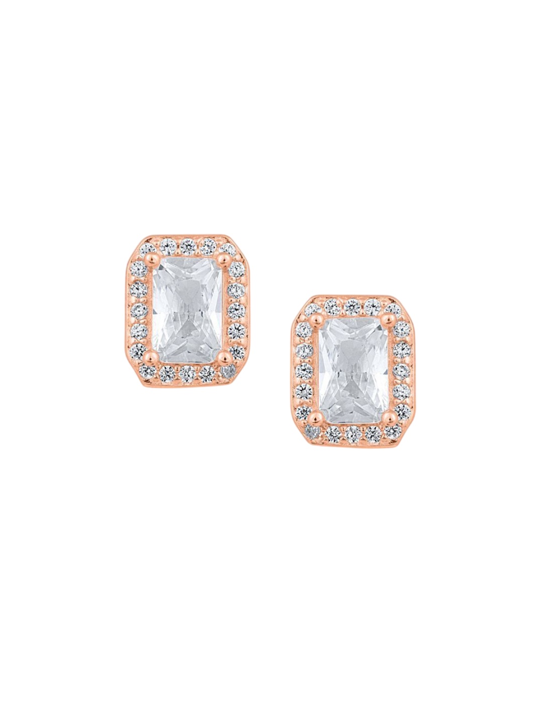 

GLYTERS Rose Gold Plated Silver Artificial Stones Studded Contemporary Studs