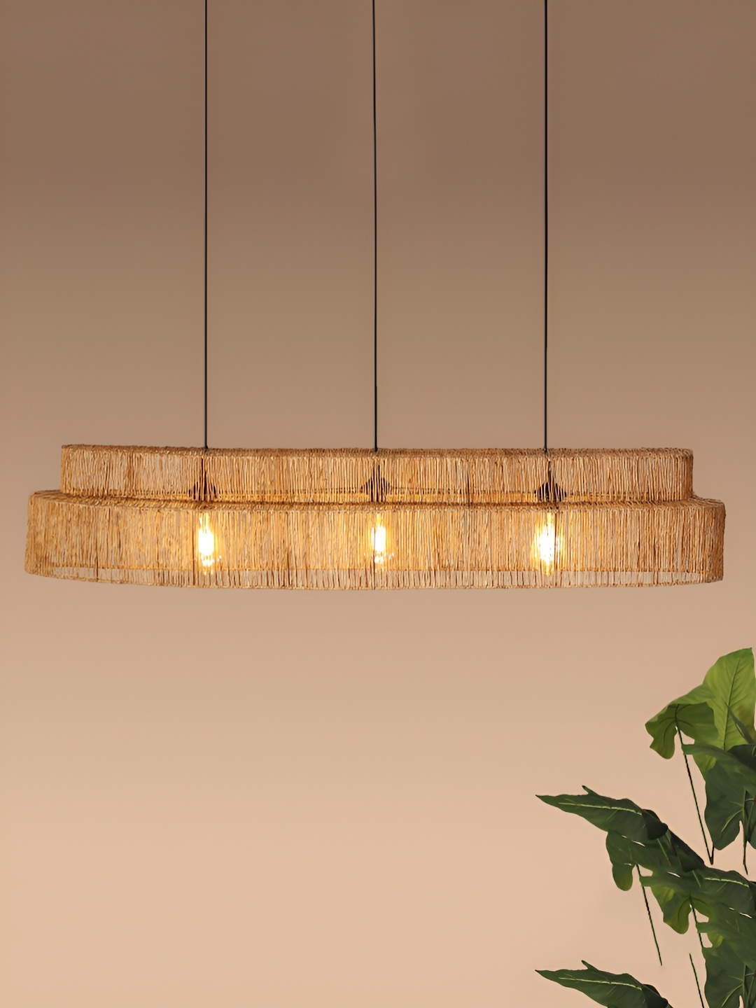 

HABERE INDIA Beige & Black Textured Abstract Shaped Ceiling Lamp