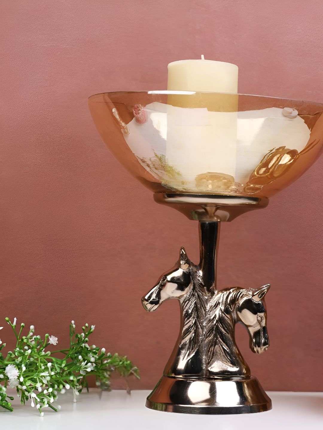 

THE HOME CO. Brown Horse Glass Candle Holder