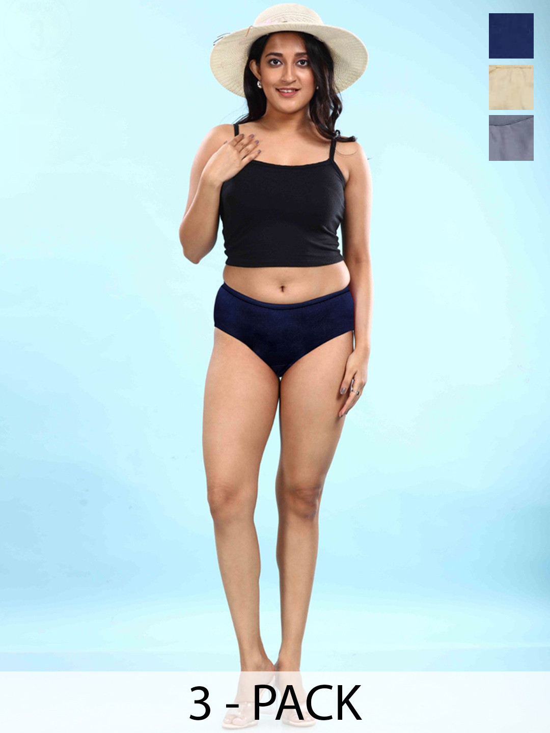 

BOLD & BAE Pack Of 3 Mid-Rise Hipster Briefs BBTLPP002117854865, Blue