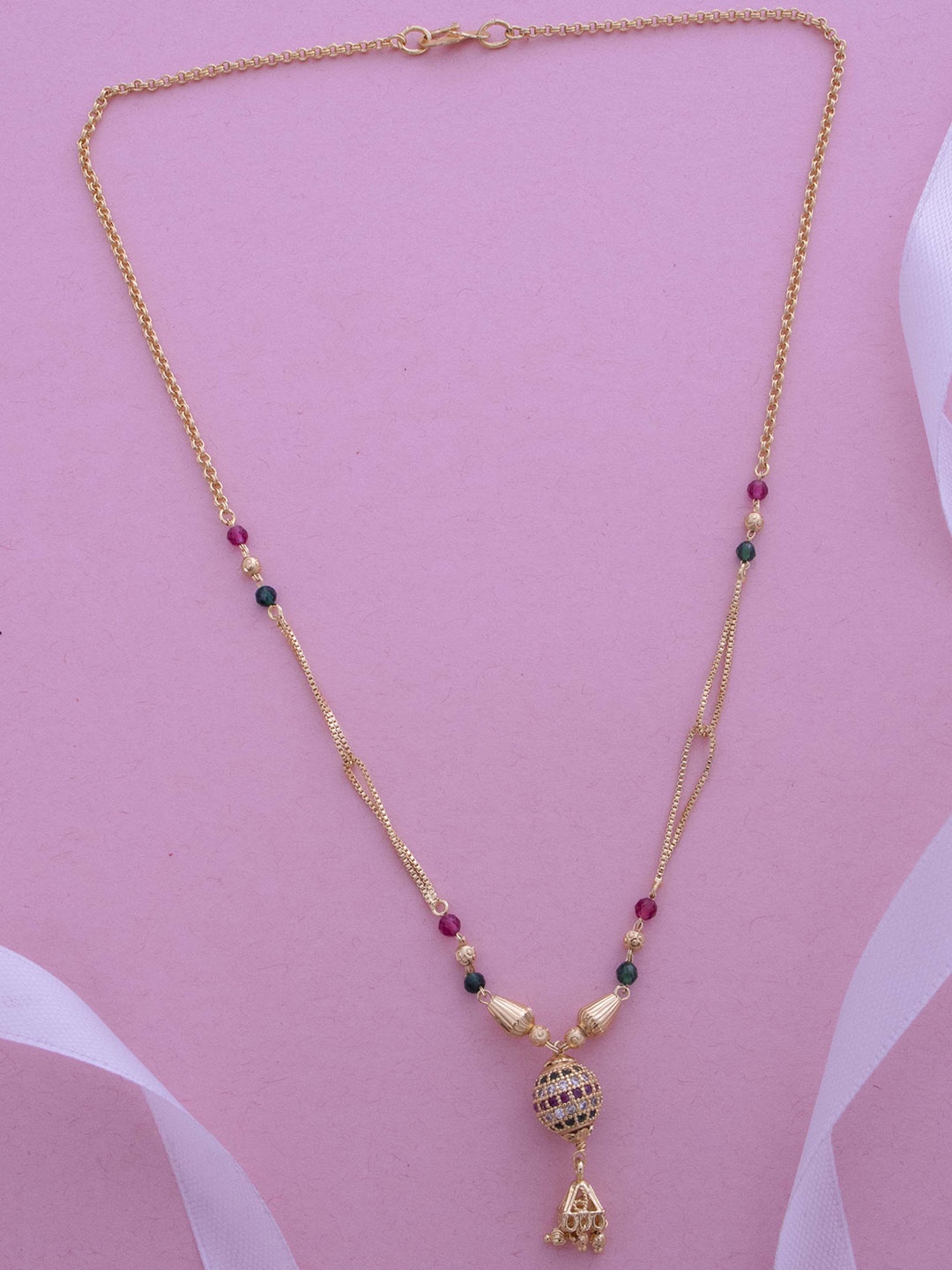 

Ramdev Art Fashion Jwellery Gold-Plated AD & Beaded Mangalsutra