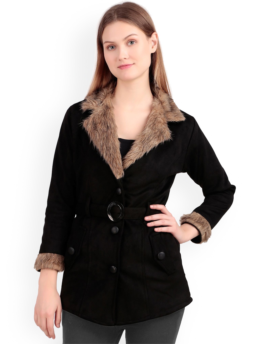 

ORIEX THE ORIGINAL FASHION Girls Notched Lapel Single-Breasted Coat, Black