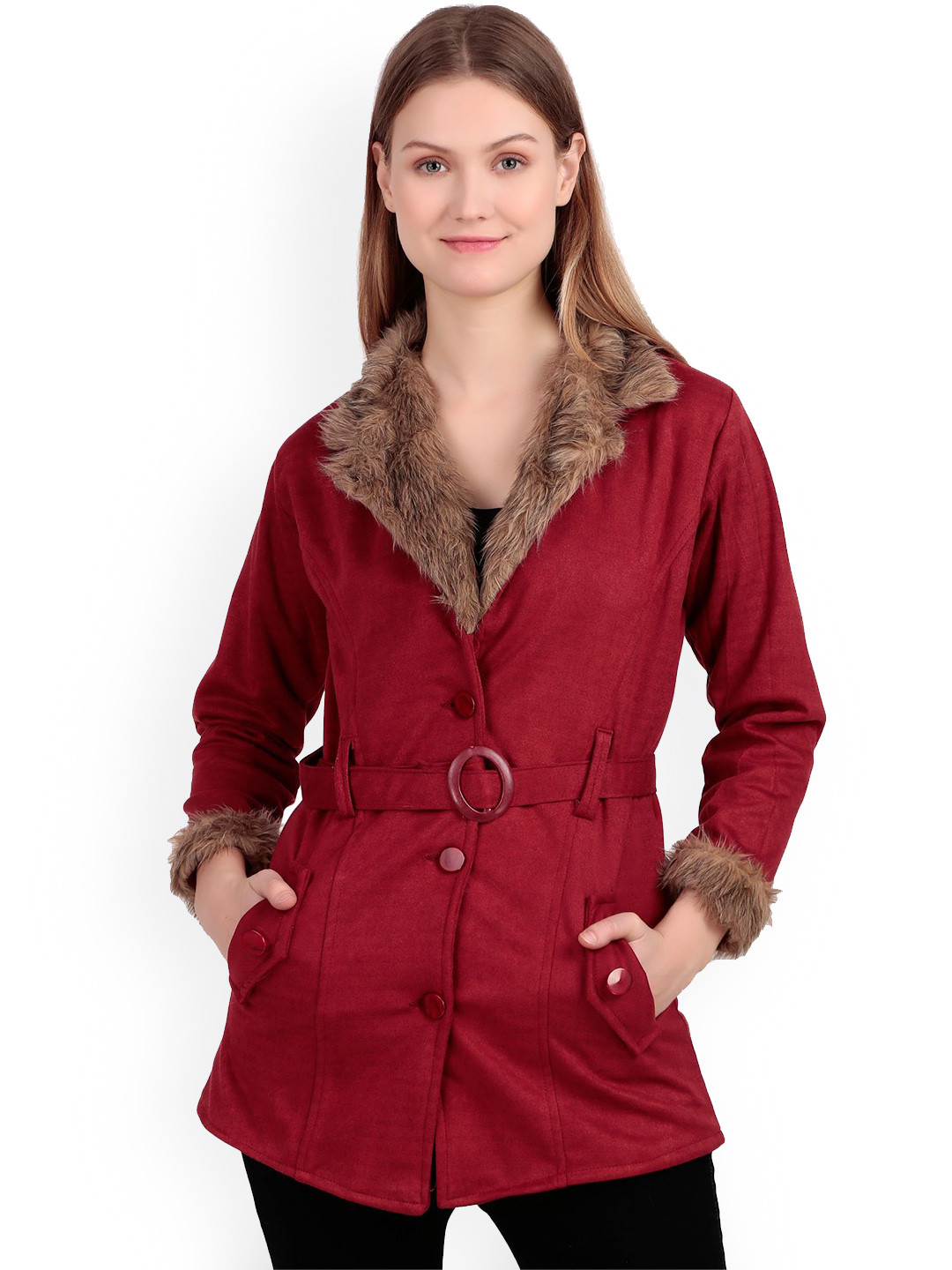 

ORIEX THE ORIGINAL FASHION Girls Notched Lapel Single-Breasted Coat, Maroon