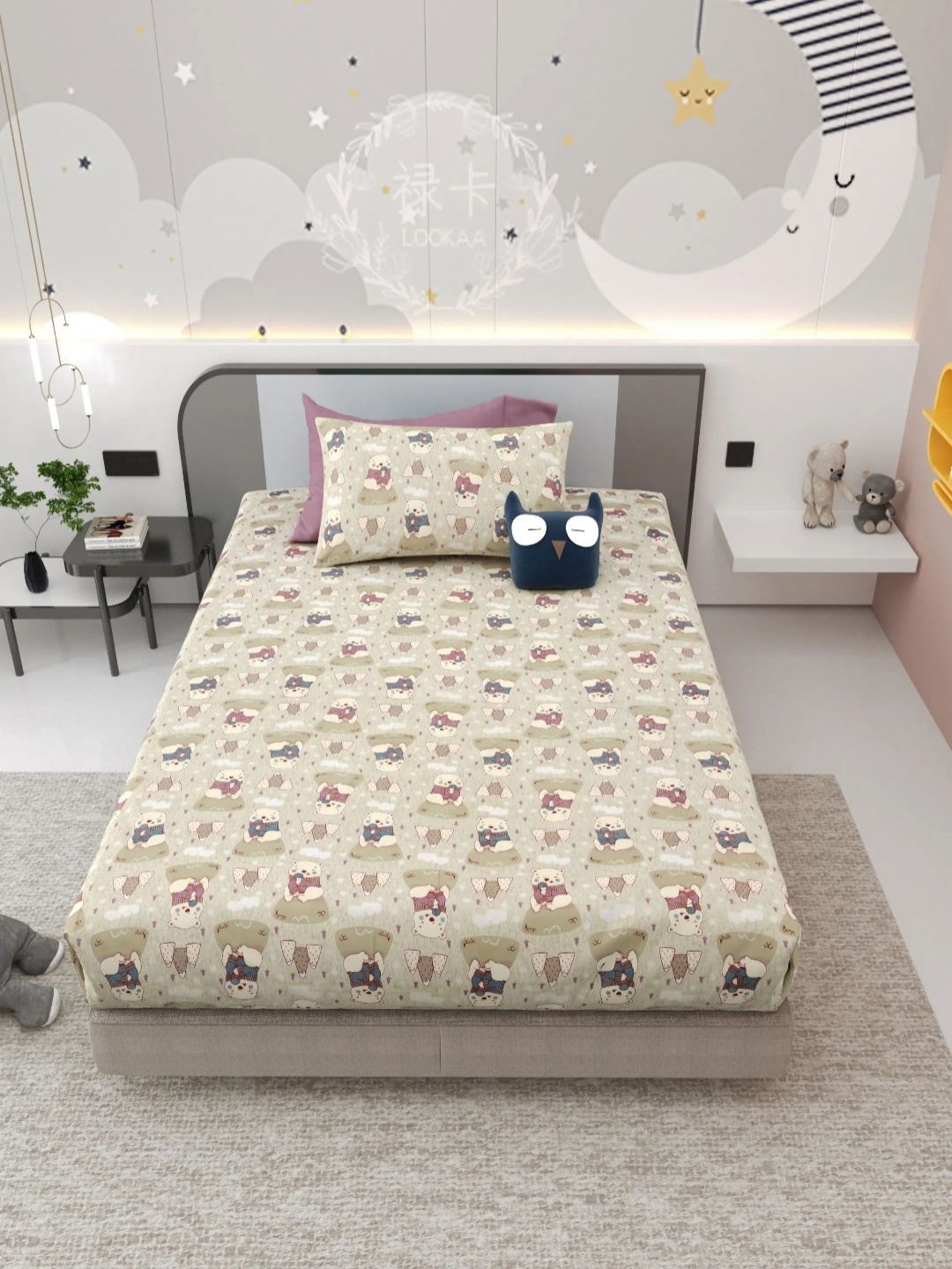 

LIVING ROOTS Kinder Joy Orange Pure Cotton 220 TC Single Bedsheet Set 1.42 m X 2.18 m