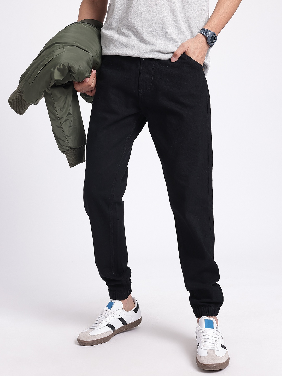 

glitchez Men Denim Drift Joggers, Black