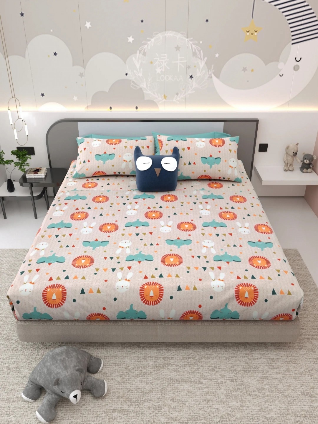 

LIVING ROOTS Kinder Joy Beige Pure Cotton 250 TC King Bedsheet Set 2.81 m X 2.61 m