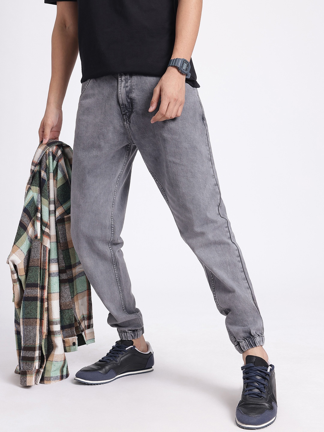 

glitchez Men Urban Denim Jogger Fit Jeans, Grey