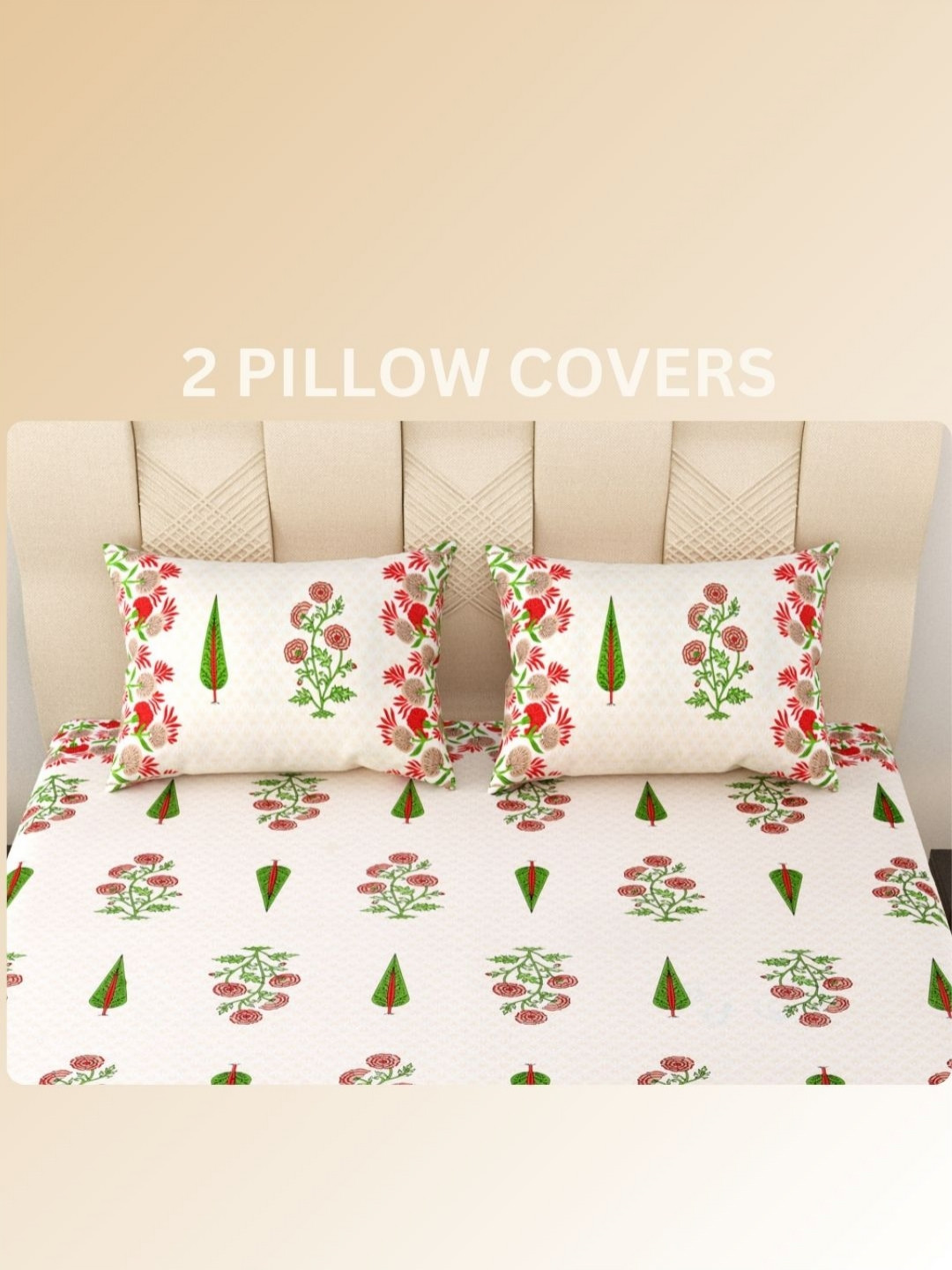 

LIVING ROOTS kalakriti White Printed Pure Cotton 250 TC King Bedsheet Set 2.28 m X 2.64 m