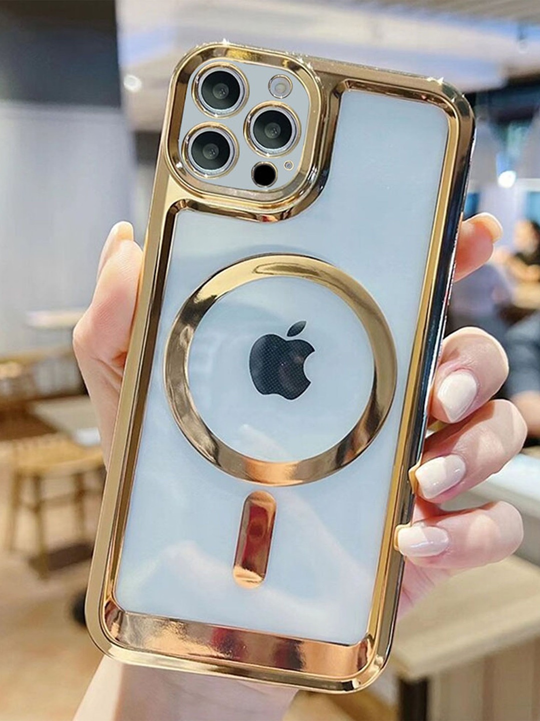 

Luxury Kase Solid iPhone 13 Pro Max Magnetic Soft Cover Back Case, Gold