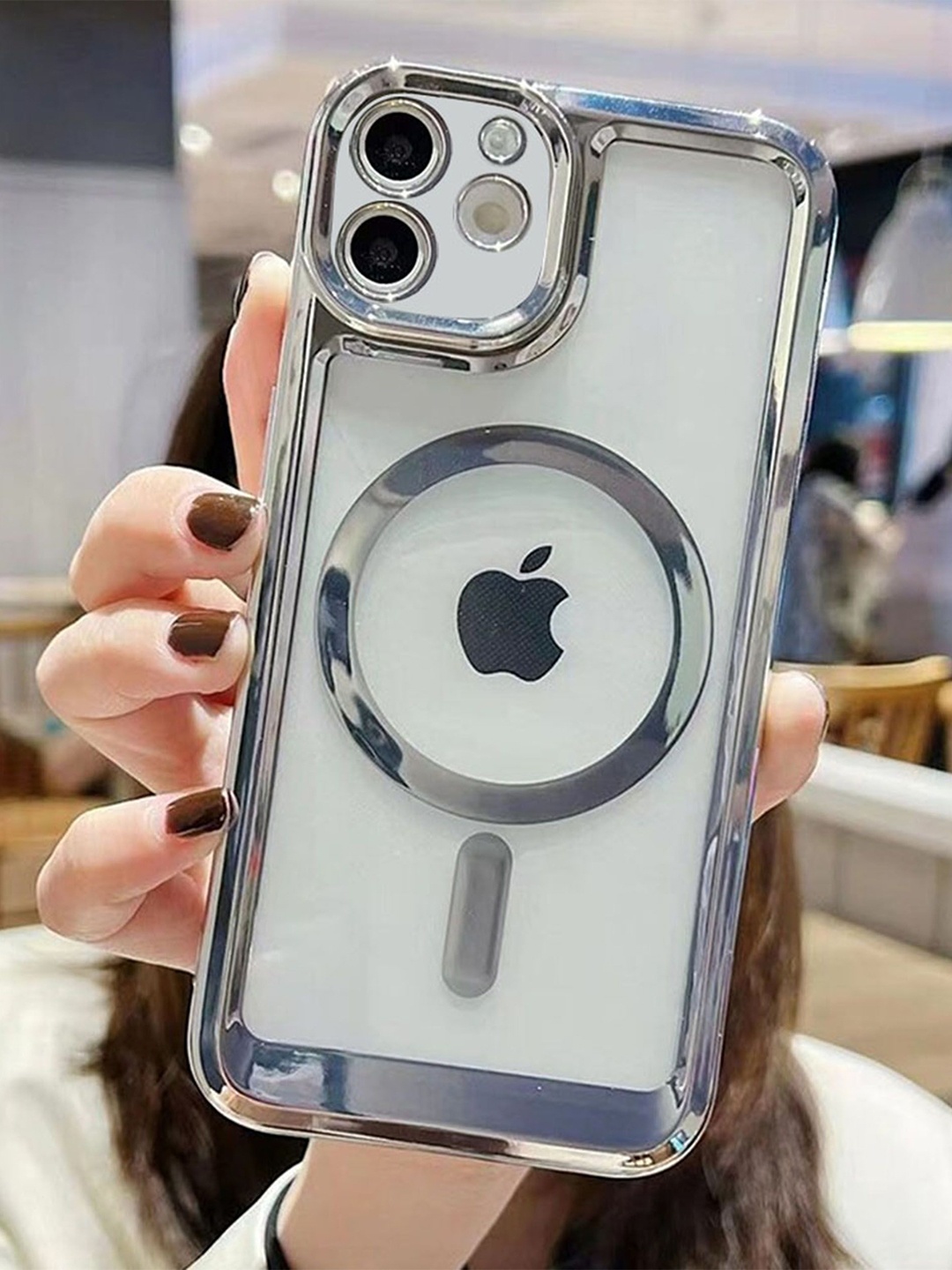 

Luxury Kase Magnetic Soft iPhone 12 Back Case, Silver