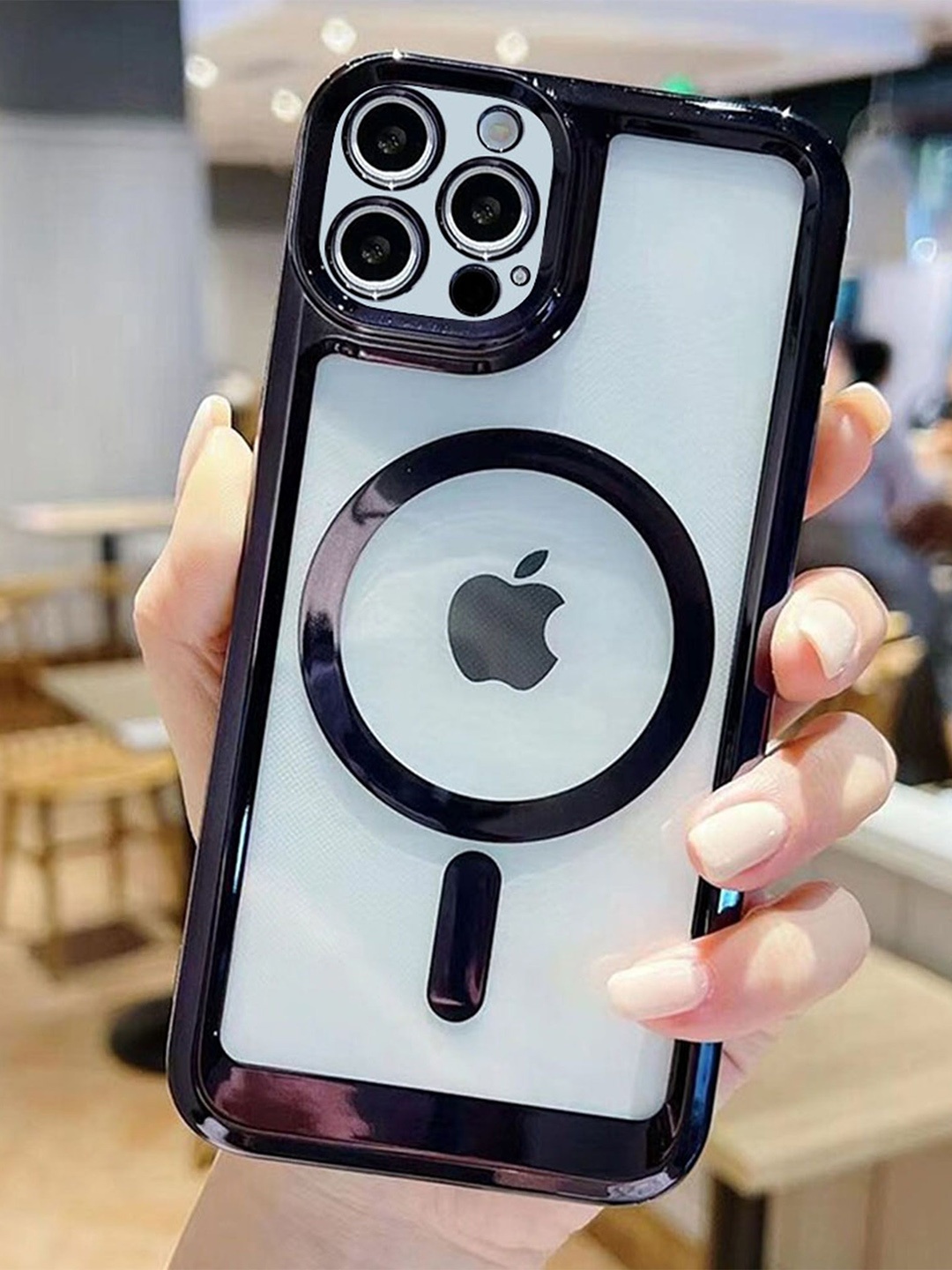 

Luxury Kase Solid iPhone 13 Pro Max Magnetic Soft Cover Back Case, Black