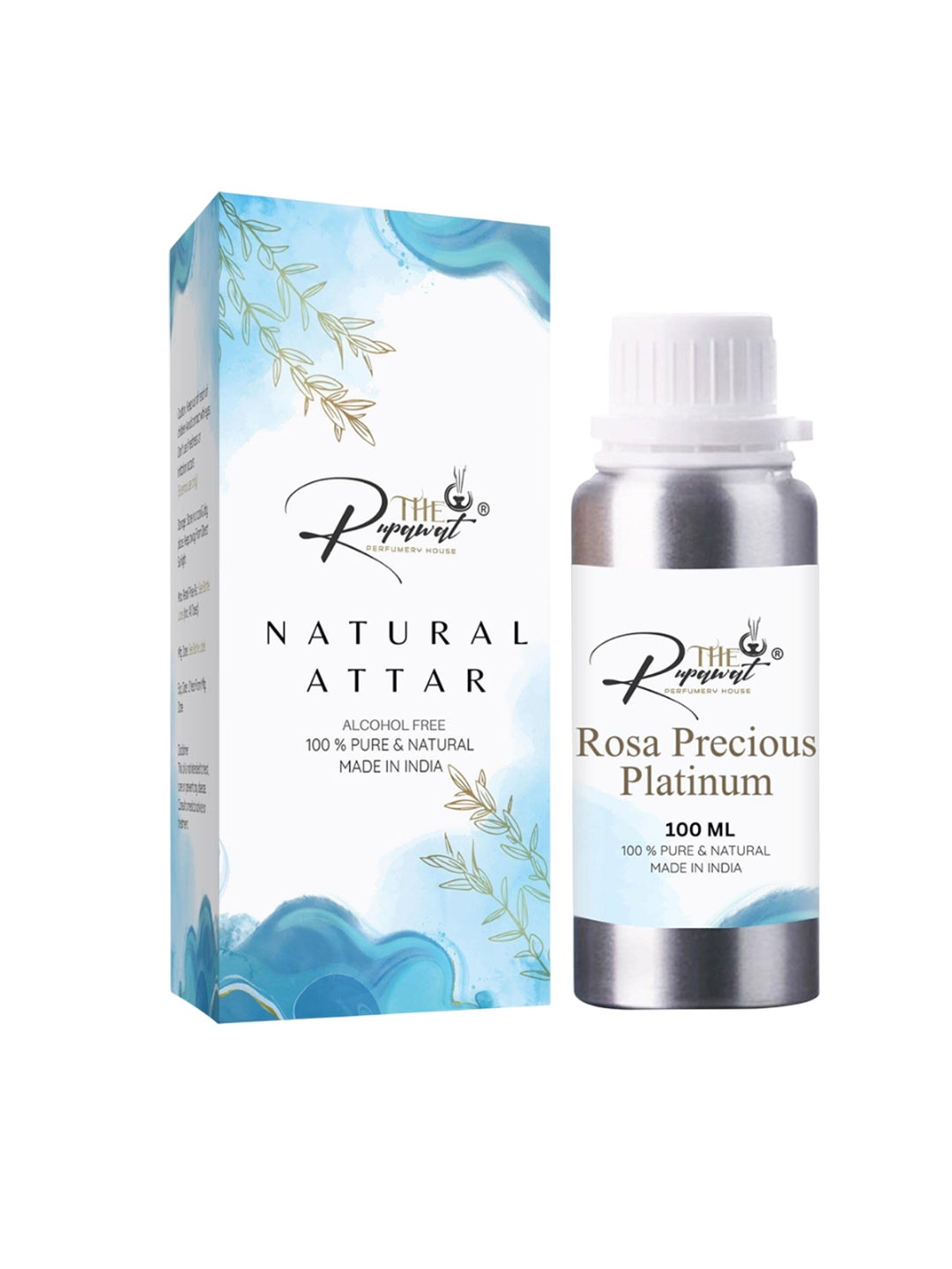 

THE RUPAWAT Perfumery House Rosa Precious Platinum Natural & Alcohol Free Attar - 100 ml, Transparent