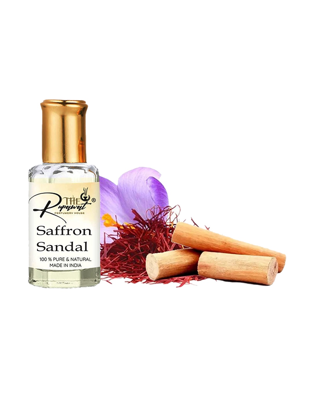 

THE RUPAWAT Perfumery House Saffron Sandal 100% Pure & Natural Alcohol-Free Attar - 12 ml, Transparent