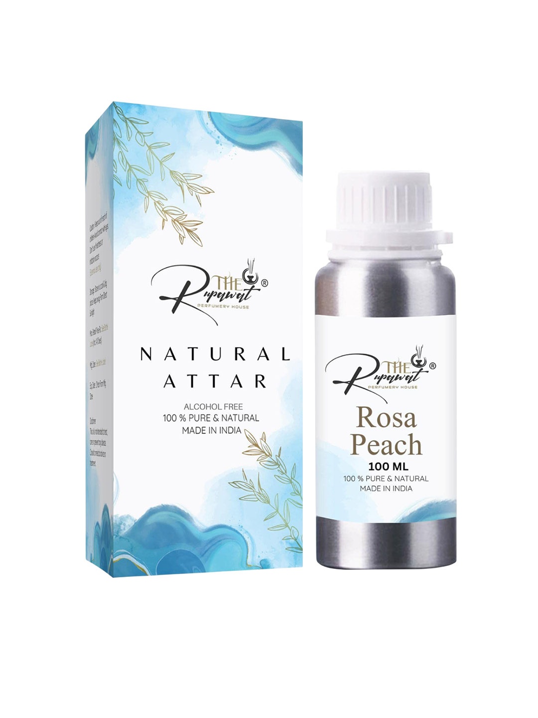 

THE RUPAWAT Perfumery House Rosa Peach Natural & Alcohol Free Attar - 100 ml, Transparent