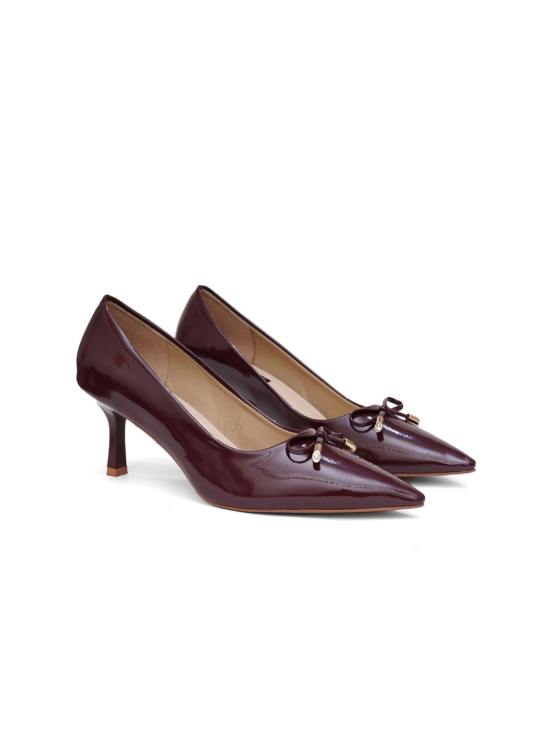 

Sherrif Shoes PU Stiletto Pumps with Bows, Maroon