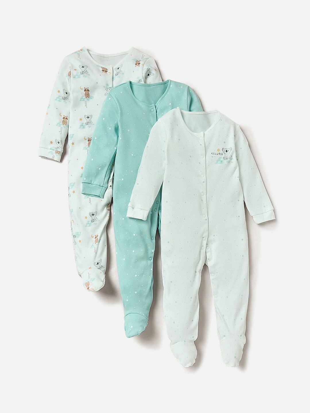 

Juniors by Babyshop Boys Pack of 3 Printed Sleepsuit, Green