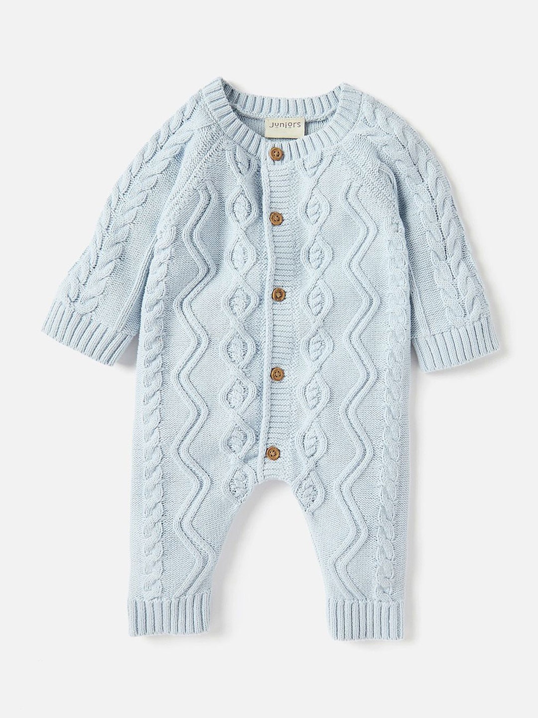 

Juniors by Babyshop Infant Boys Self Design Pure Cotton Long Sleeves Romper, Blue