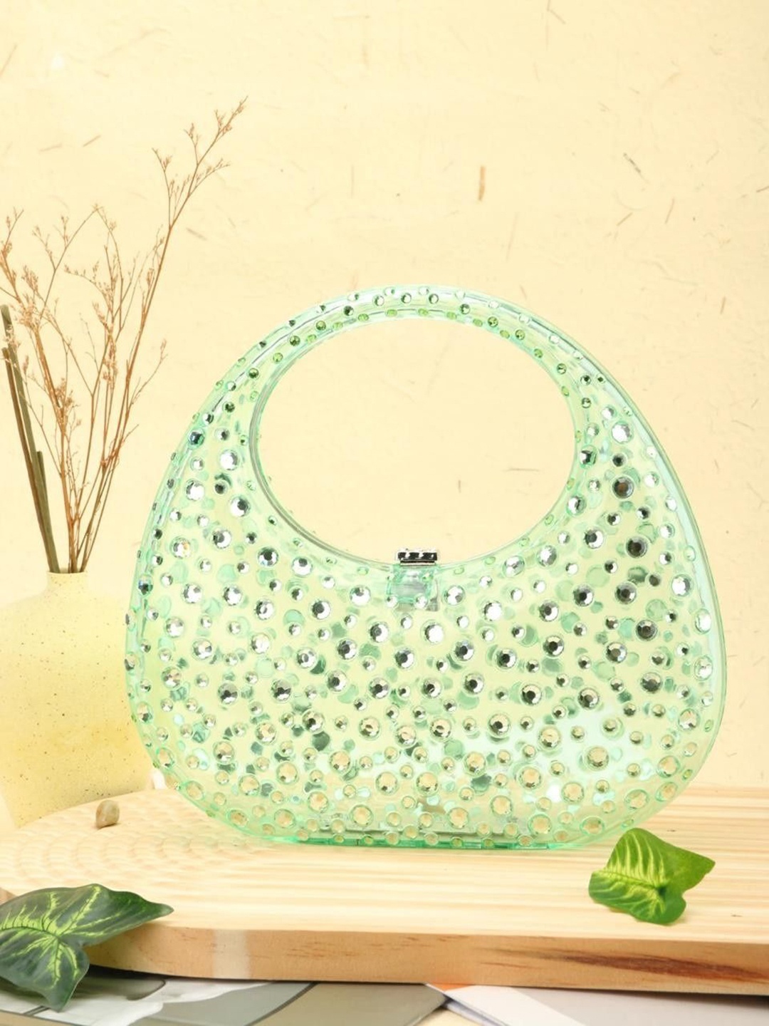 

PURPLE WINGS Women Embellished Shopper Cotton Handheld Bag, Green