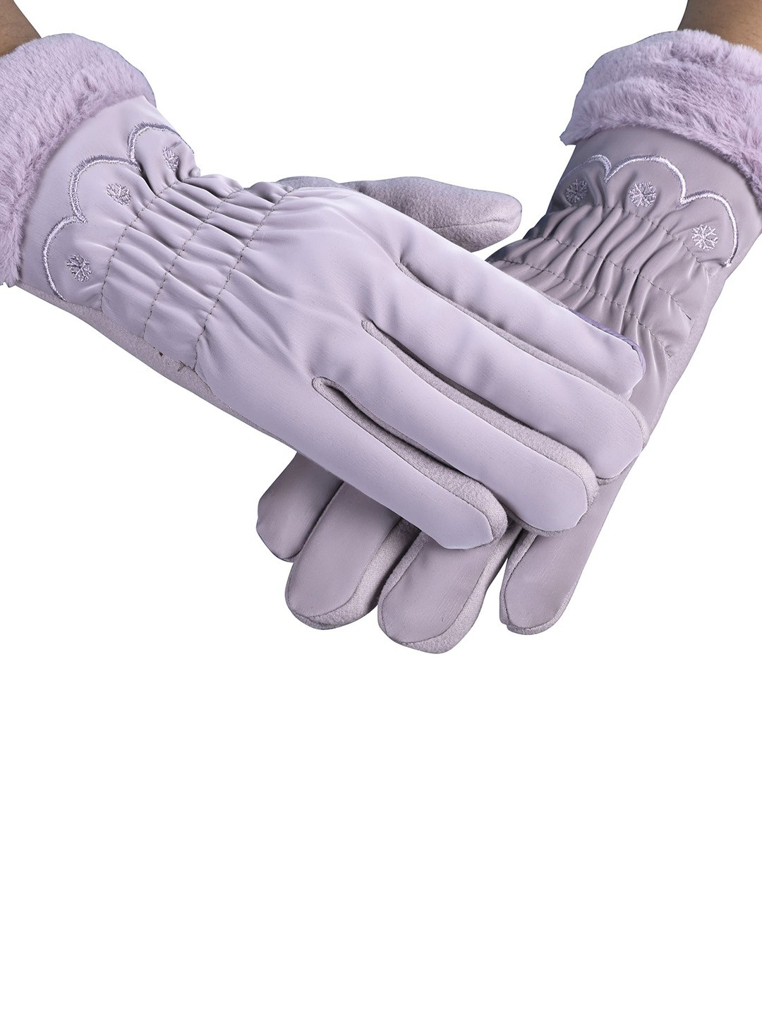 

Calvadoss Women Patterned Winter Gloves, Purple