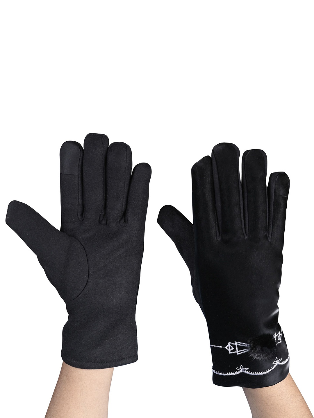 

Calvadoss Women Patterned Winter Gloves, Black
