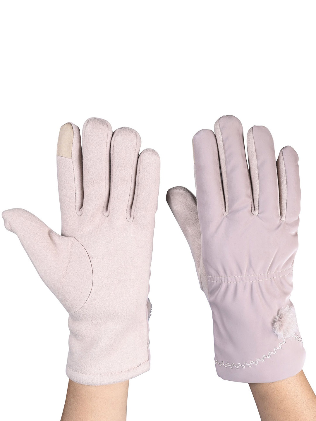

Calvadoss Women Patterned Winter Gloves, Beige