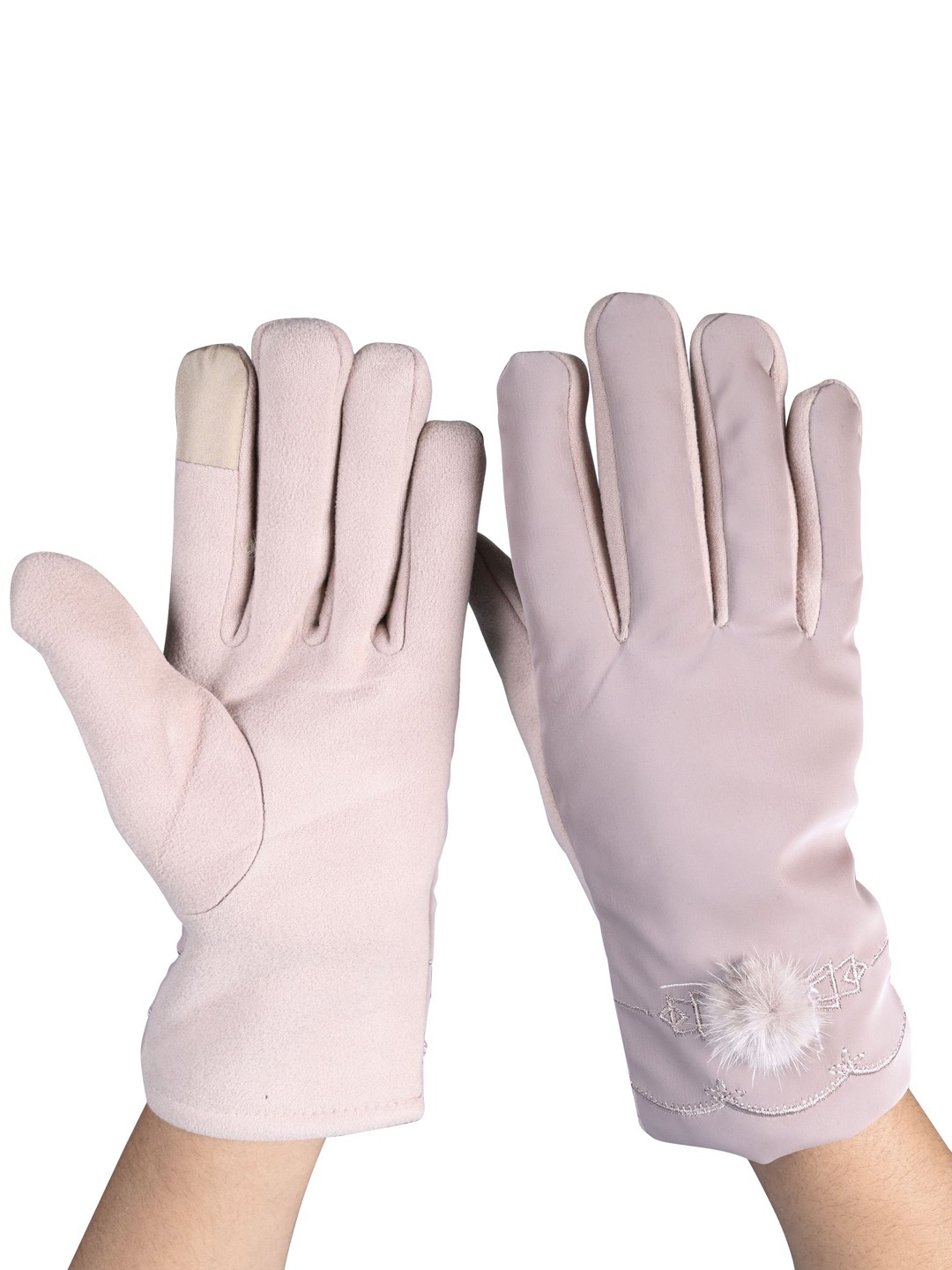 

Calvadoss Women Patterned Winter Gloves, Beige