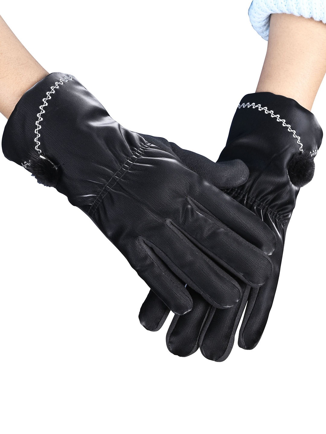 

Calvadoss Women Patterned Winter Gloves, Black