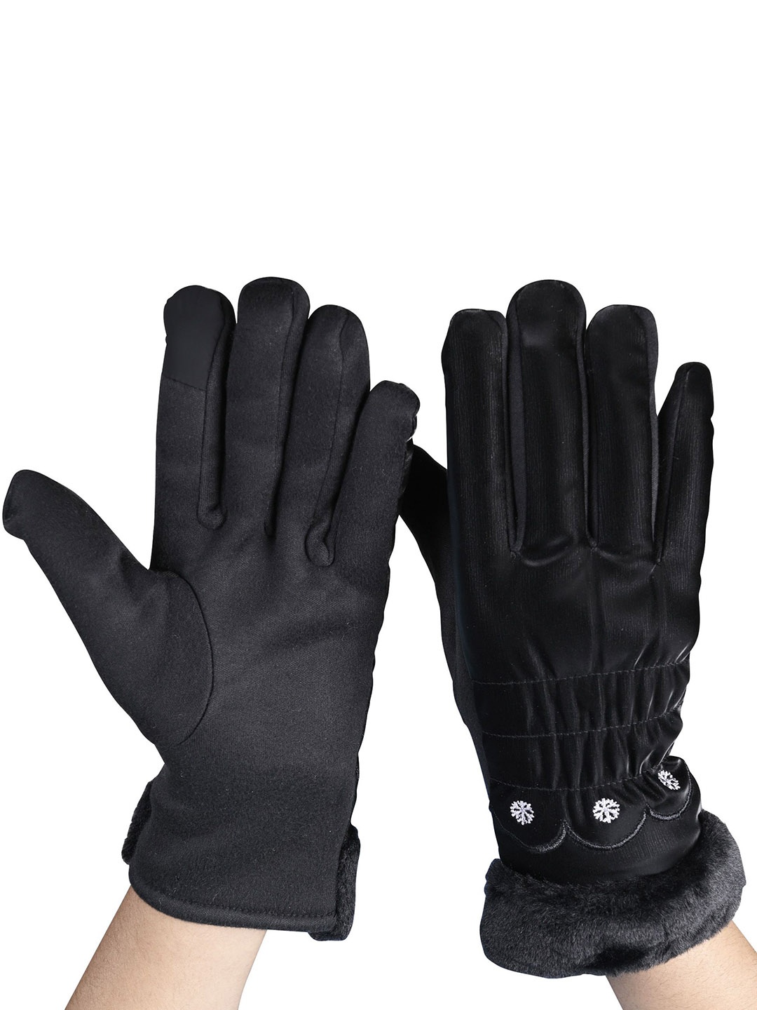 

Calvadoss Women Patterned Winter Gloves, Black