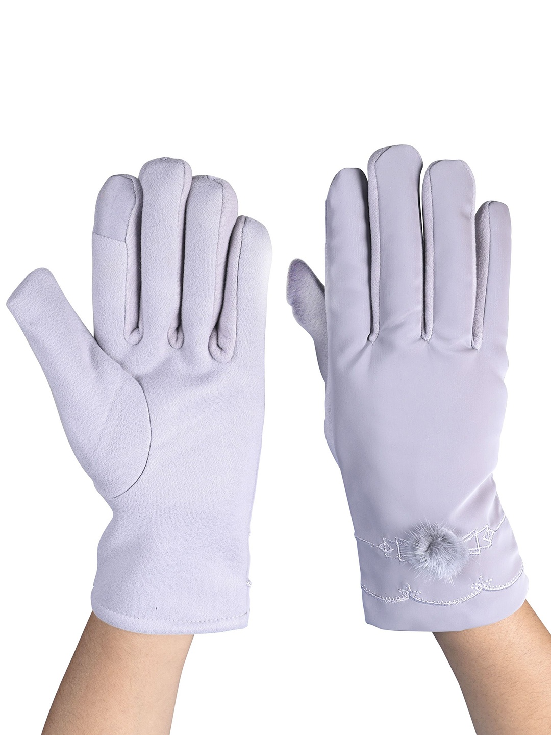 

Calvadoss Women Patterned Winter Gloves, Grey